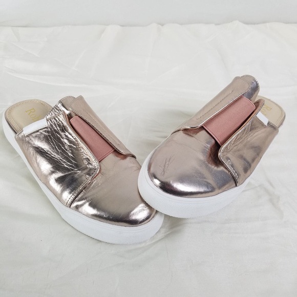 Rohb‎ Shoes Womens 7.5 Champaign Rose Gold Slip On Flats Closed Round Toe - Picture 1 of 12